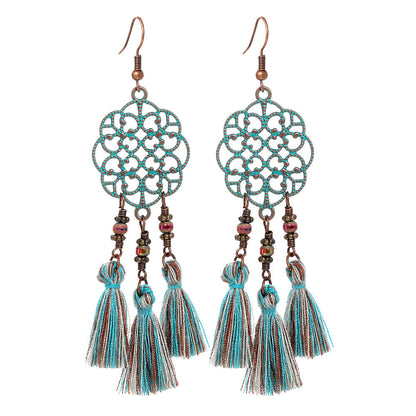 Bohemian Style Gemstone Tassel Earrings for Women