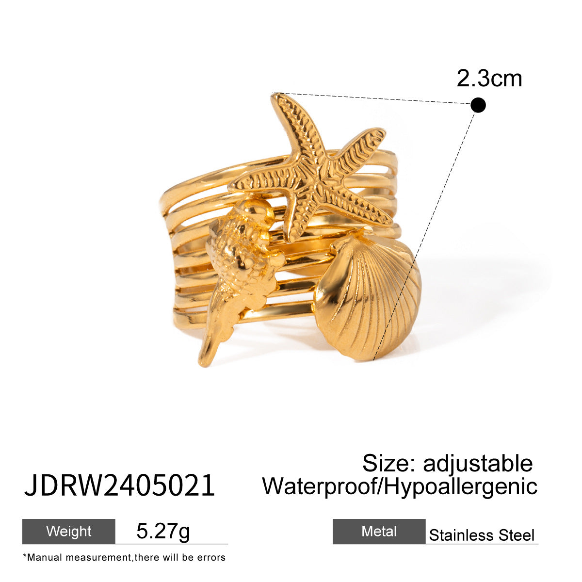 Zircon Layered Adjustable Wide Ring