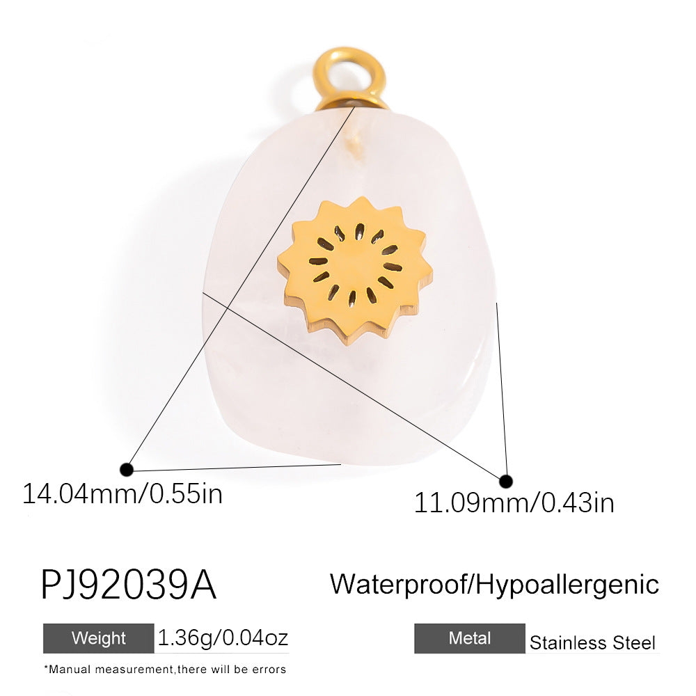 Butterfly Pendant Necklace Natural Stone Stainless Steel Jewelry