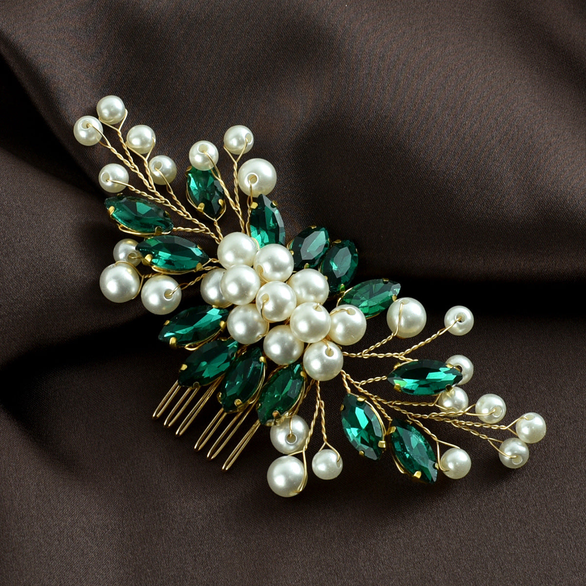 Bridal Hair Comb with Pearls and Rhinestones