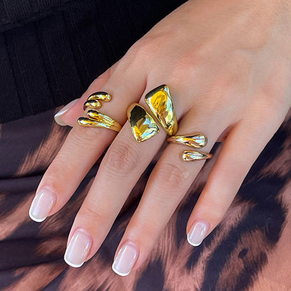 Trendy Geometric Metal Drop Rings For Women