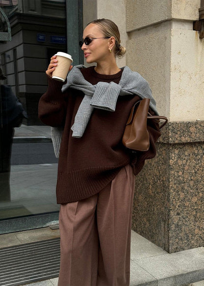 Oversized Knit Sweater Soft Gray Minimalist