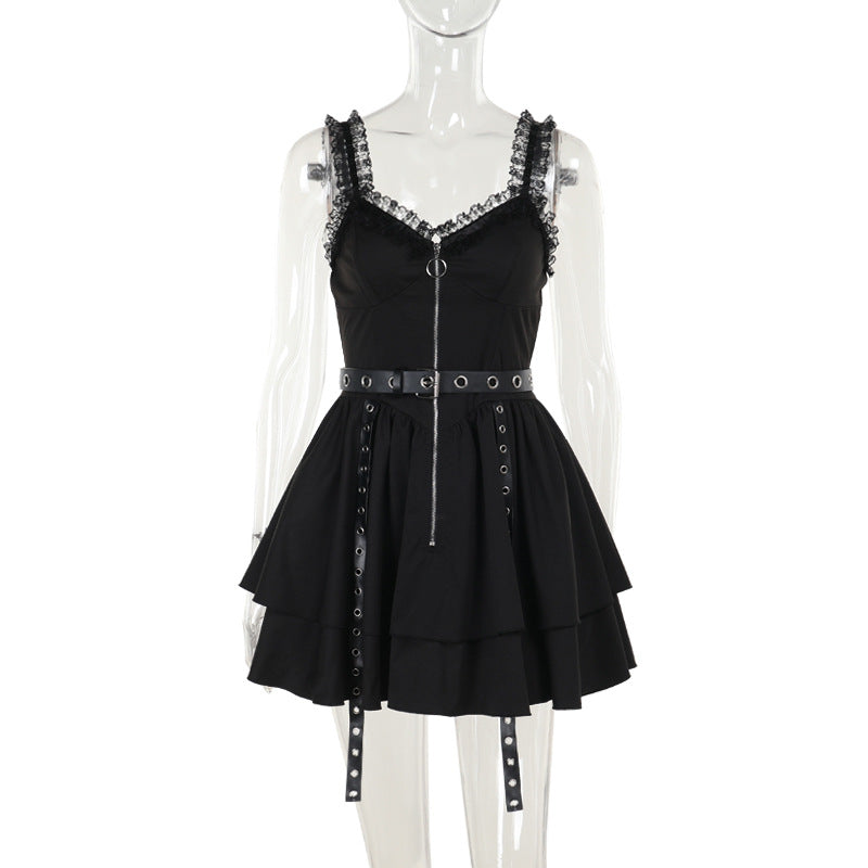 Chic Slim-Fit Tank Top Dress with Punk Details