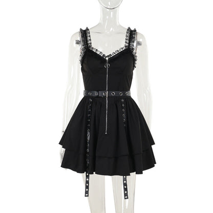 Chic Slim-Fit Tank Top Dress with Punk Details