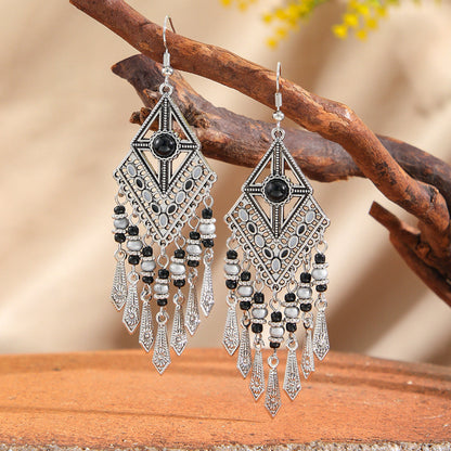 Trendy Geometric Tassel Earrings Fashionable Accessories