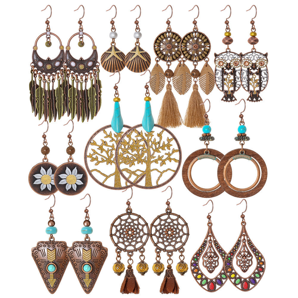 Vintage Bohemian Tassel Earrings with Hollow Design