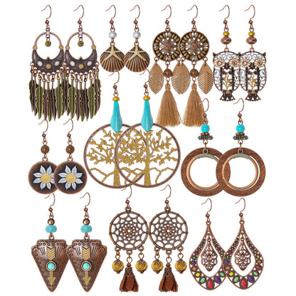 Vintage Bohemian Tassel Earrings with Hollow Design