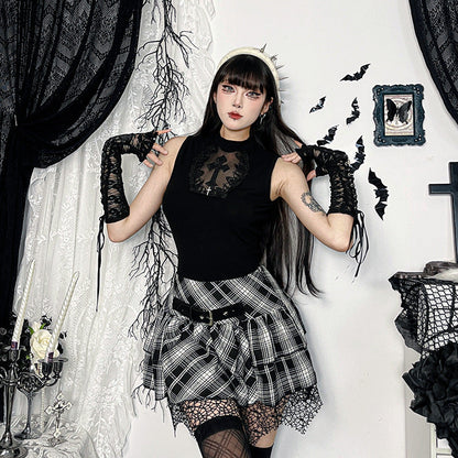 Gothic Checkered Mini Skirt Stylish Bodycon Design