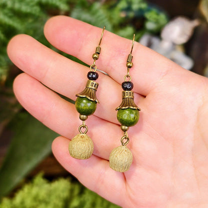 Bohemian Leaf Design Alloy Earrings with Natural Elements