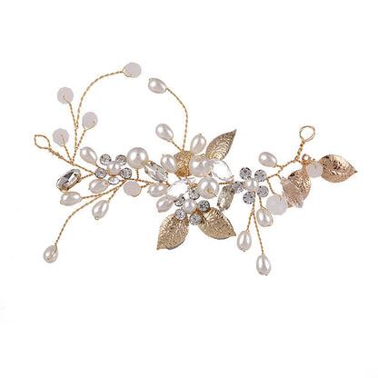 Crystal Floral Hairband with Pearls for Weddings