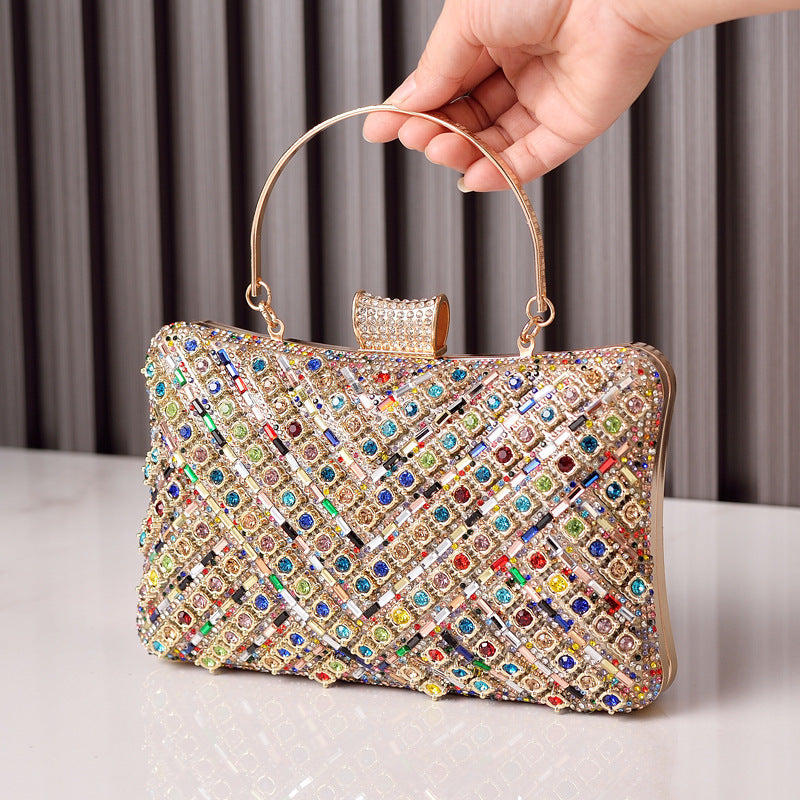 Colorful Rhinestone Evening Bag Fashionable Clutch for Parties