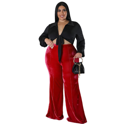 High Waist Flared Pants Trendy Street Style