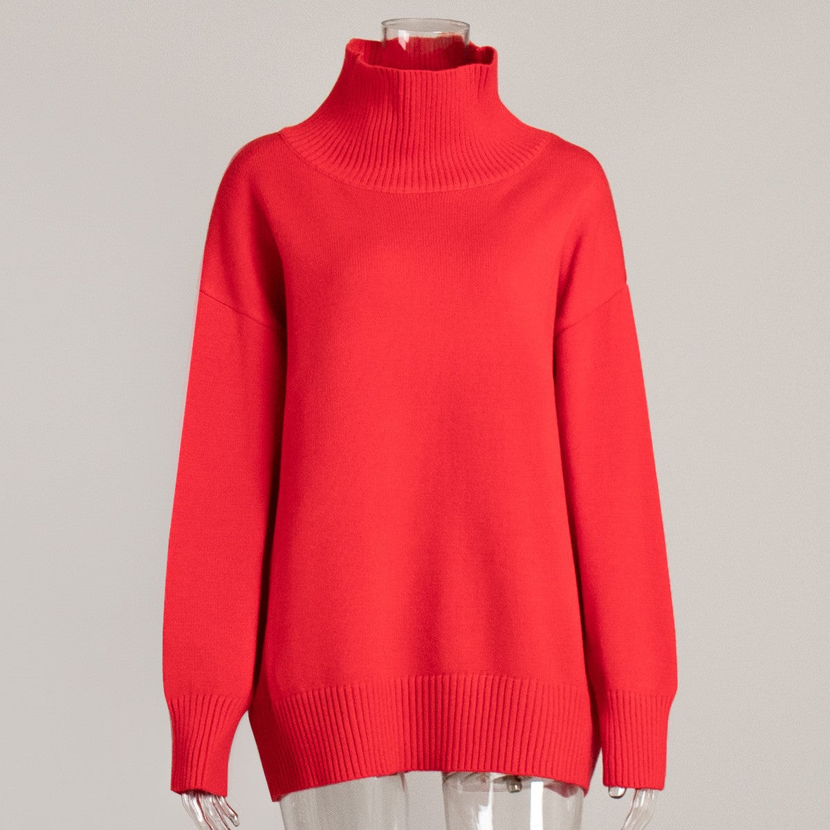 Winter High Neck Solid Color Knit Sweater