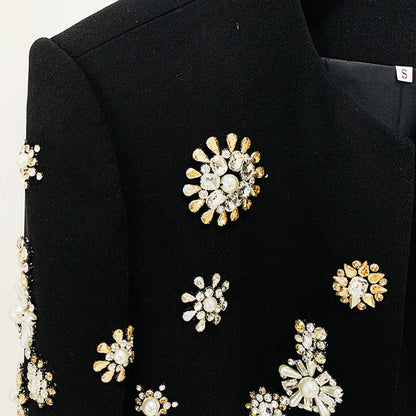 Trendy Casual Beaded Jacket And Flared Pants Set