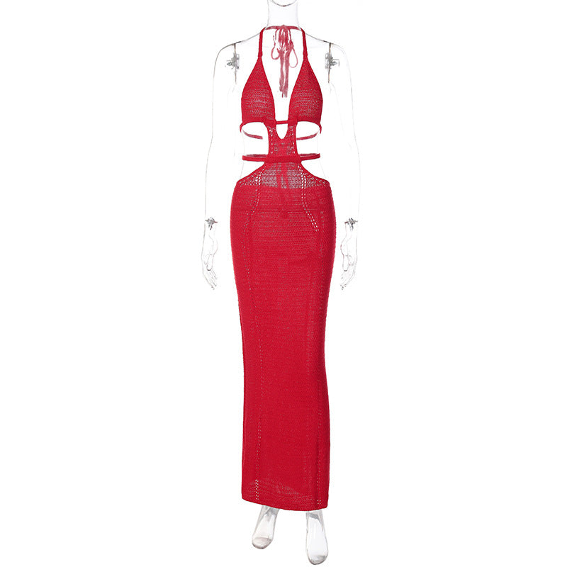 Sexy Street Style Halter Neck Cut-Out Dress for Women