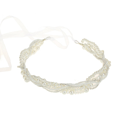 Elegant Bride Handmade Beaded Headband with Crystal Detail