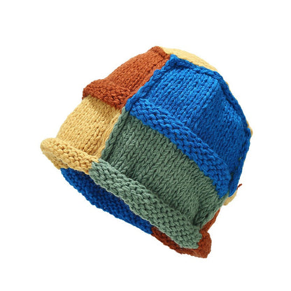 Winter Thermal Color Contrast Handmade Beanie Hat