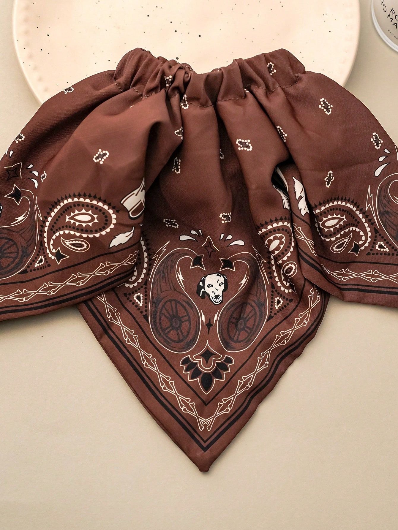 Retro Gothic Bandana Print Hair Tie