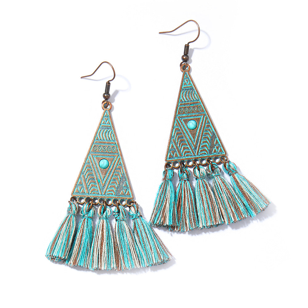 Bohemian Tassel Dangle Earrings Handmade Tribal Style