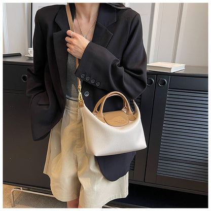Minimalist Leather Top Handle Shoulder Bucket Bag