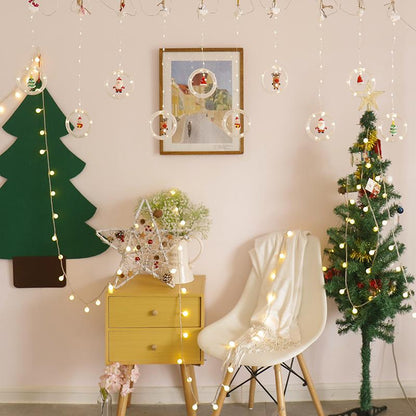 Christmas Lights String Santa Cartoon Curtain Lights Led Lights Room Window Decoration
