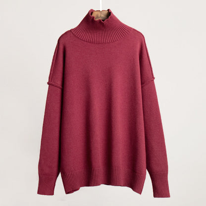 High Neck Casual Knit Sweater for Women