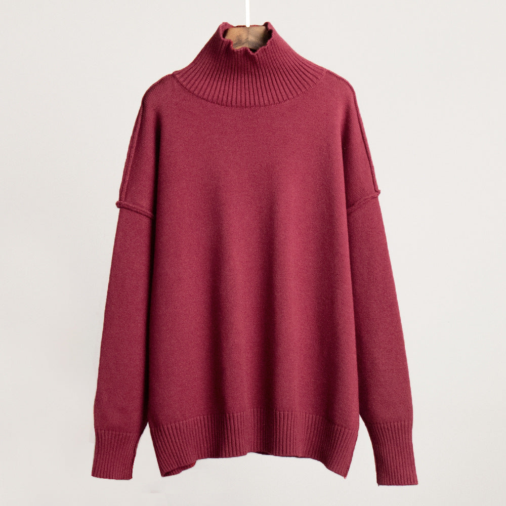 Casual Turtleneck Sweater for Women Cozy Knit Pullover