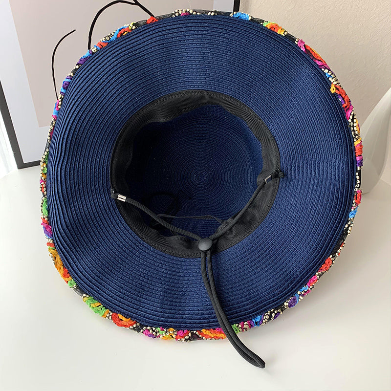 Shade Hat Beach Women'S Summer Ethnic Style Sunscreen Straw Hat