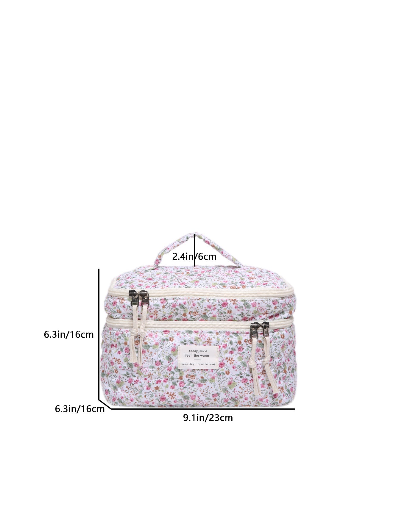 Flower Print Large Capacity Quilted Makeup Bag