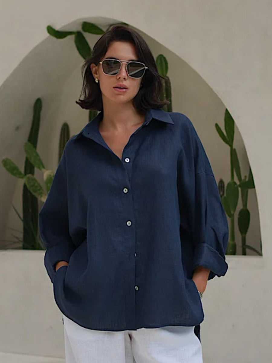 Lazy Casual Solid Color Cotton Shirts