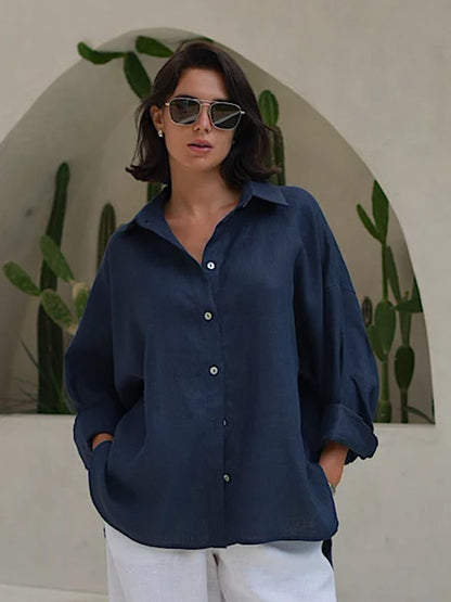 Lazy Casual Solid Color Cotton Shirts
