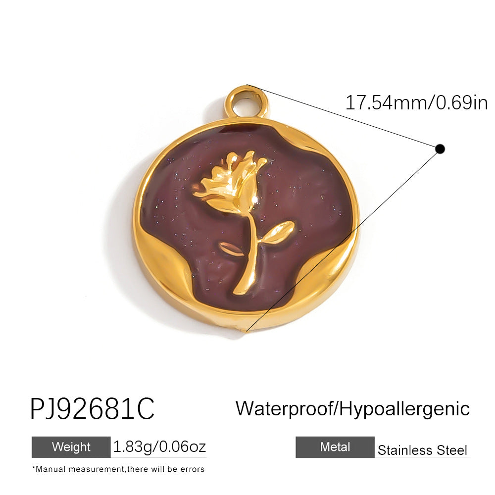 Heart Flower Pendant Accessories 18K Gold Plated Stainless Steel Jewelry