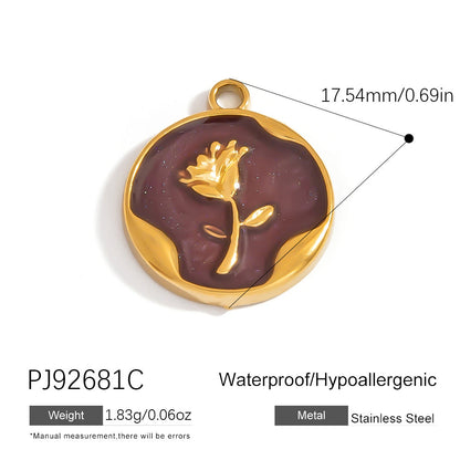 Heart Flower Pendant Accessories 18K Gold Plated Stainless Steel Jewelry