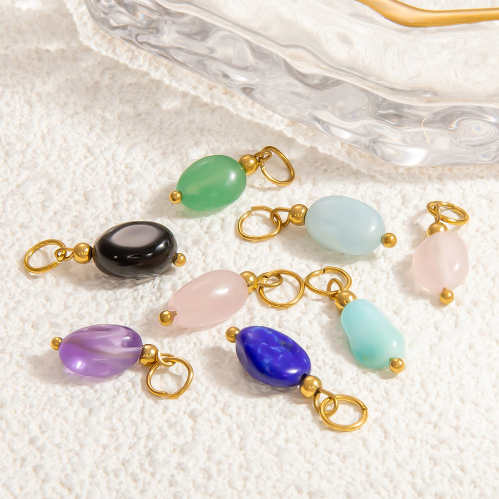 Fashion Stainless Steel Natural Stone Pendant Earrings