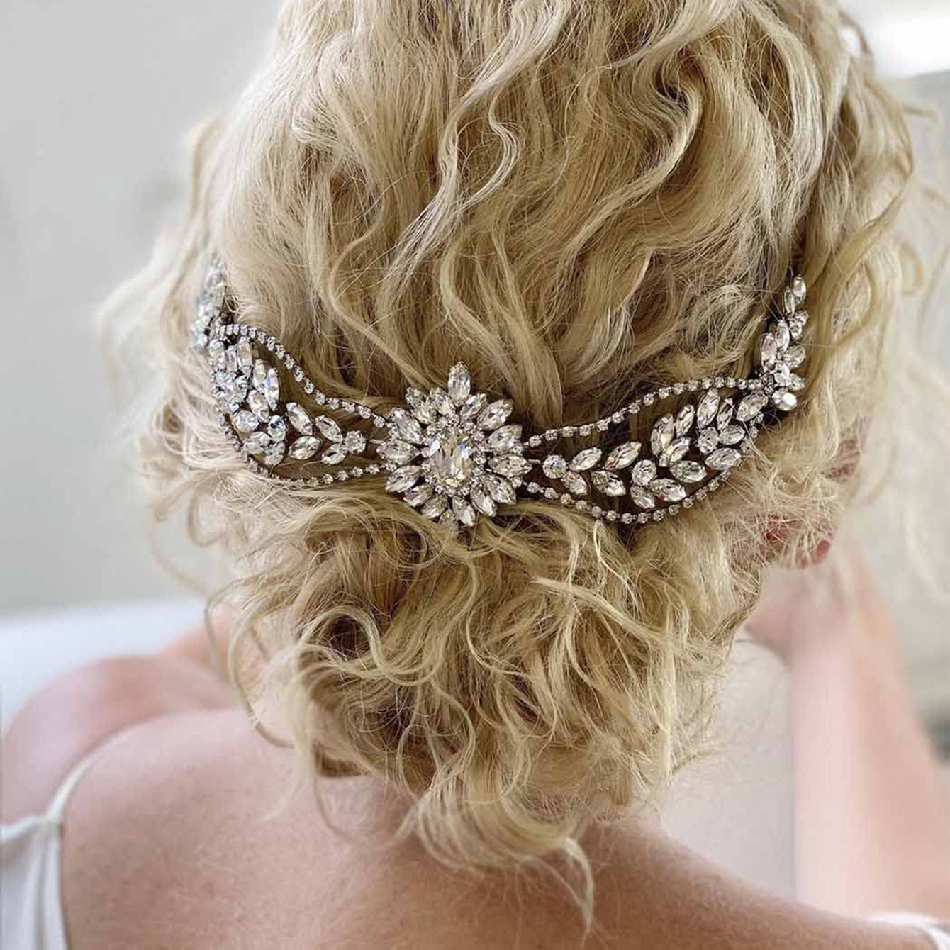 Double-Head Alloy Hair Comb With Rhinestones For Weddings
