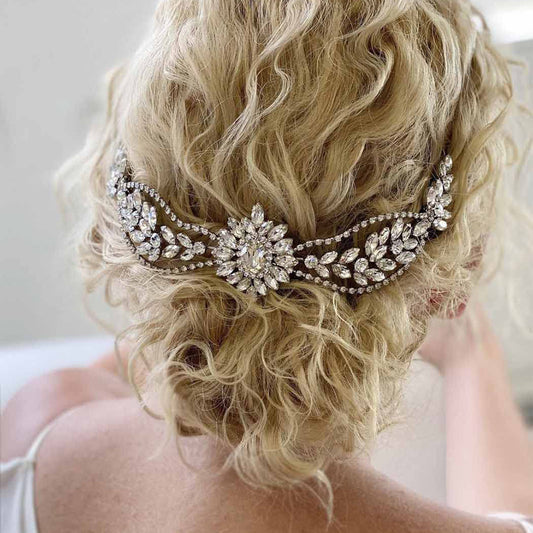 Double-Head Alloy Hair Comb With Rhinestones For Weddings