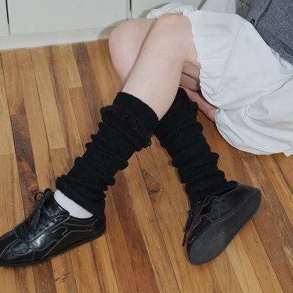 Warm Wool Blend Knit Leg Warmers for Women