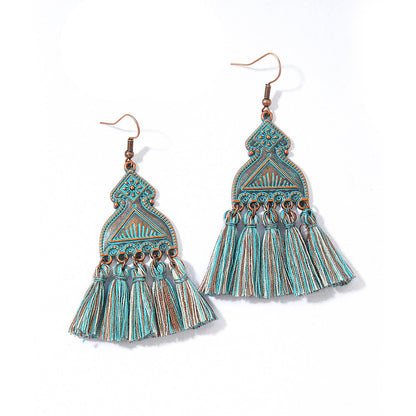 Bohemian Tassel Dangle Earrings Handmade Tribal Style