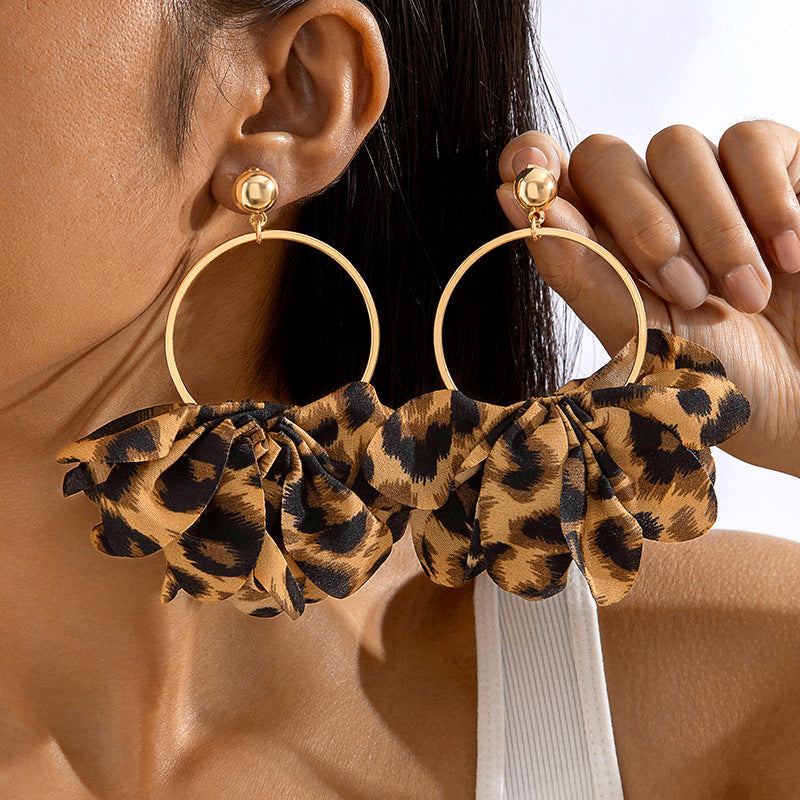 Geometric Leopard Print Resin Drop Earrings For Women