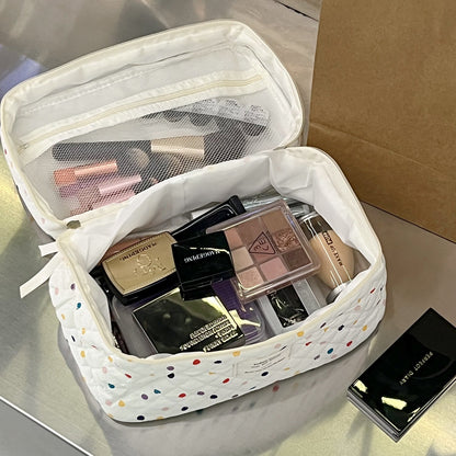 Colorful Polka Dot Makeup Bag Large Capacity Travel Clutch