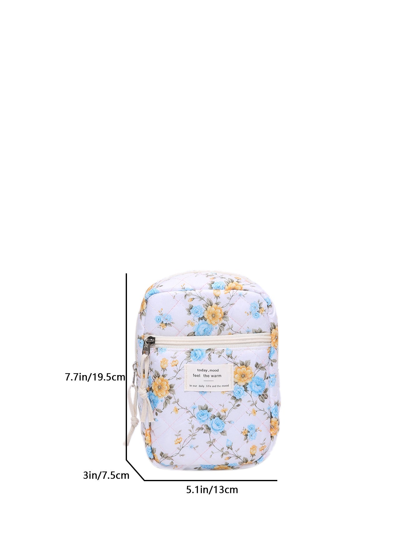 Flower Print Large Capacity Quilted Makeup Bag