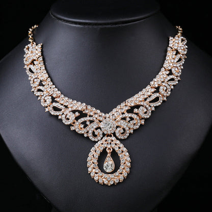 Exaggerated Retro Crystal Necklace Set for Women
