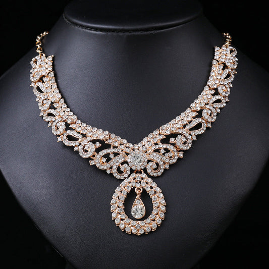 Exaggerated Retro Crystal Necklace Set for Women