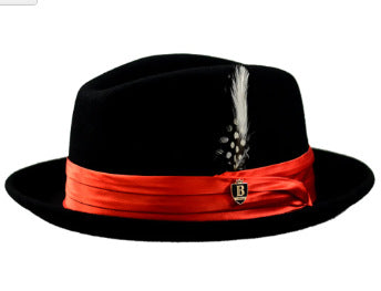 Men's Wool Fedora Hat with Bowknot and Feather, Stylish Fall Winter Accessory