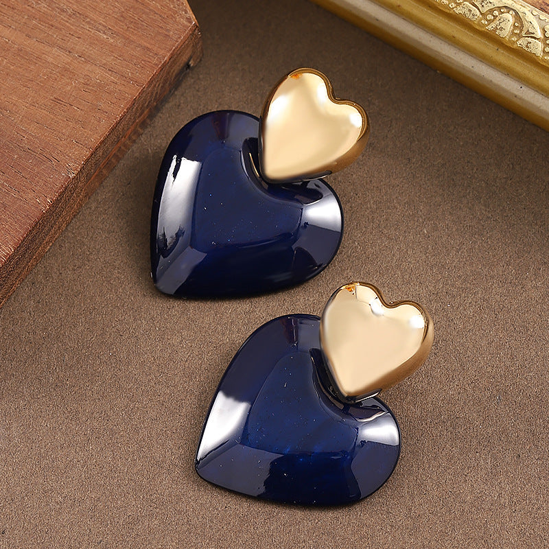 Trendy Heart-Shaped Earrings With Watercolor Design