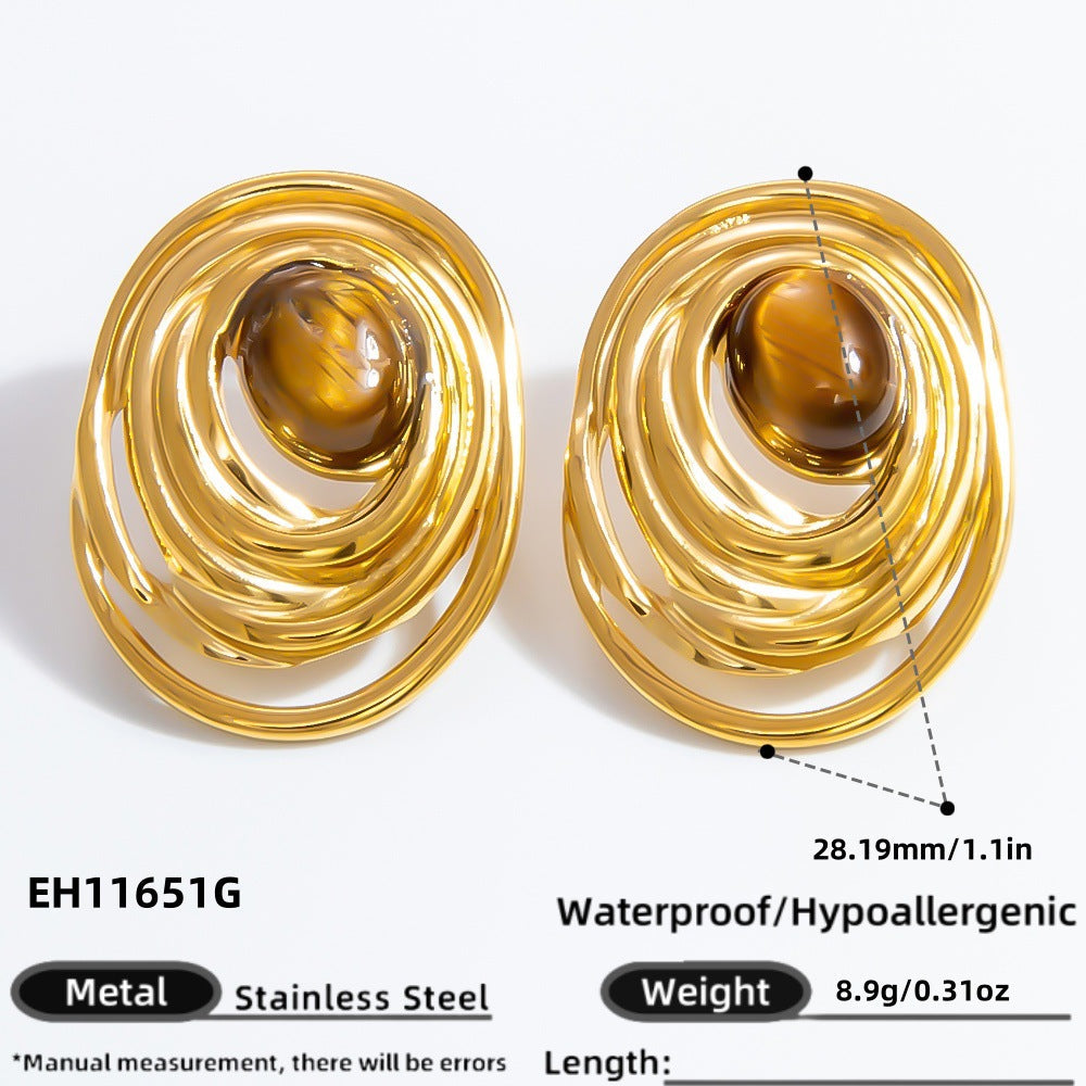 Geometric Drop Earrings Stainless Steel 18K Gold Plated