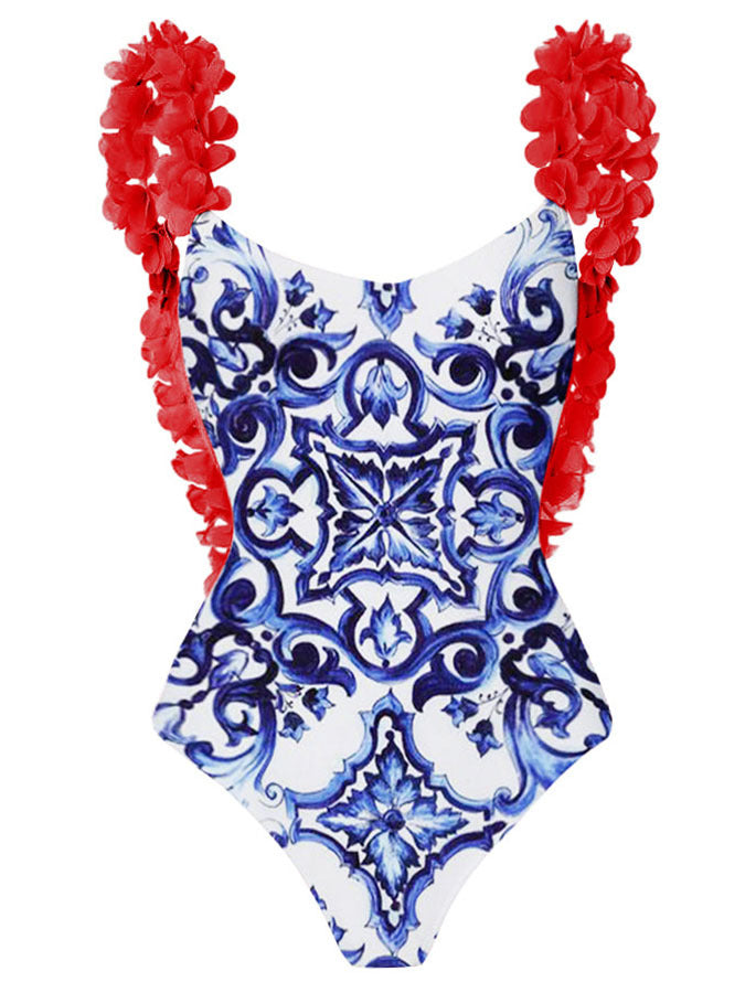 Ruffle Backless Swimwear String Cover