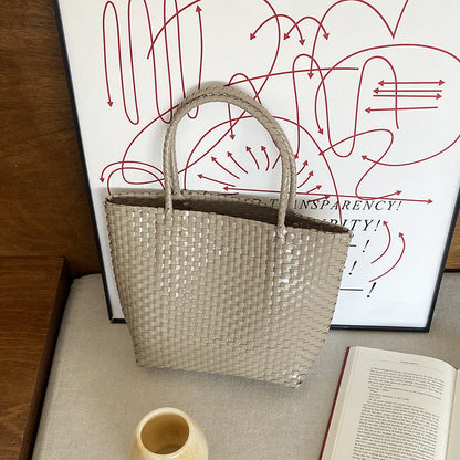 Summer Straw Tote Bag Handmade PVC Beach Shoulder Bag