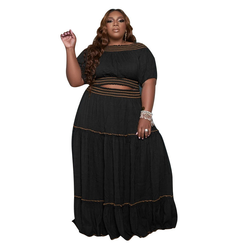 Trendy Women'S Two-Piece Set With Ruffled Hem Skirt