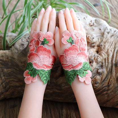 Ethnic Style Fabric Embroidery Bracelets Ethnic Style Hollow Out Embroidery Gloves Wrist Bracelets